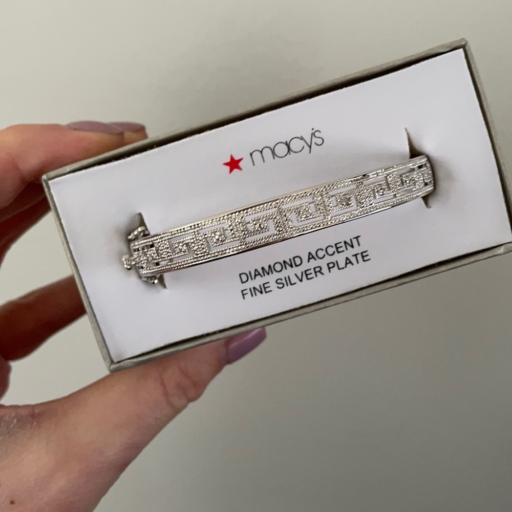 Macy’s Diamond Accent Fine Silver Plate Bracelet